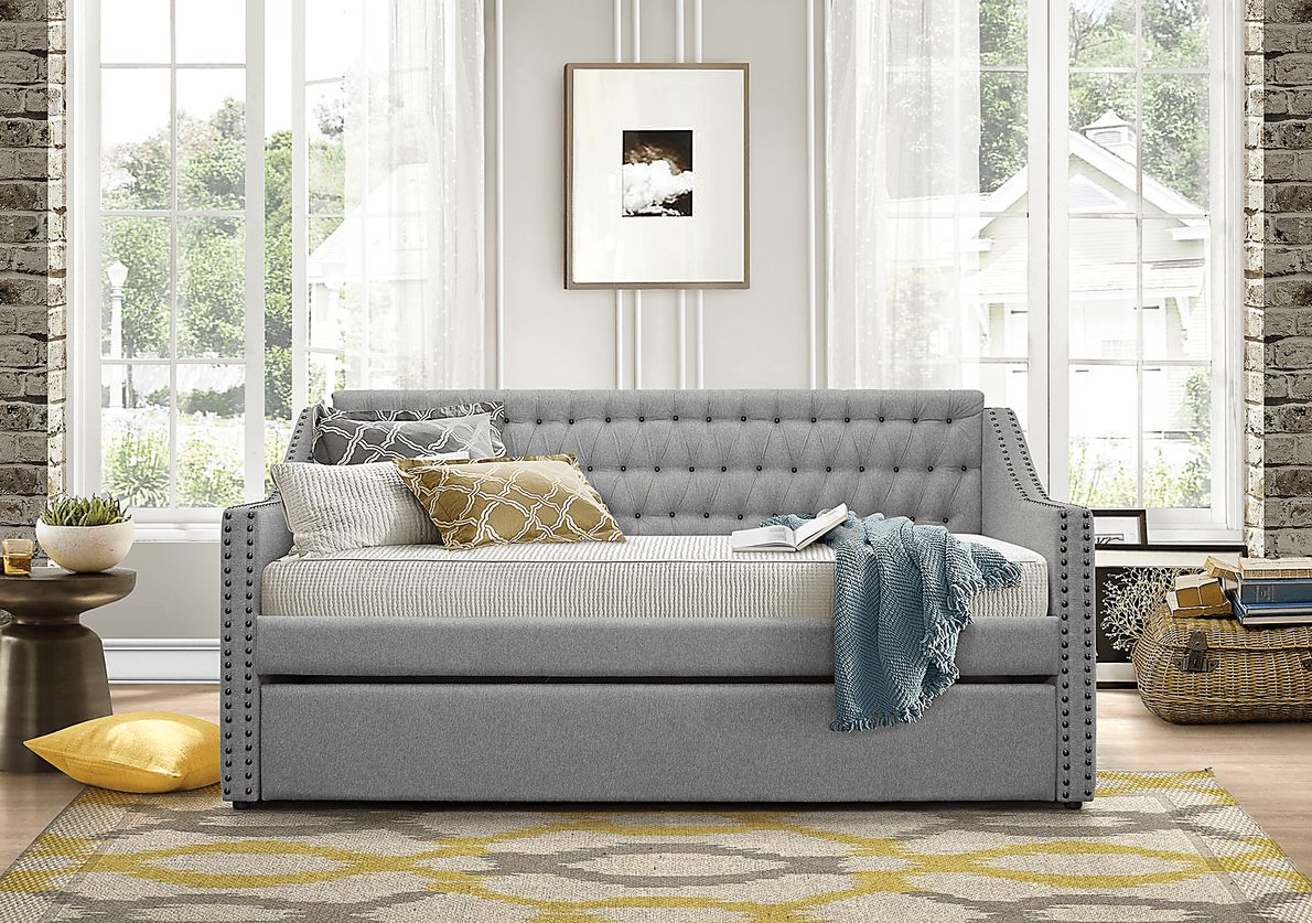 Ava Hill Light Gray Daybed with Trundle - Rooms To Go