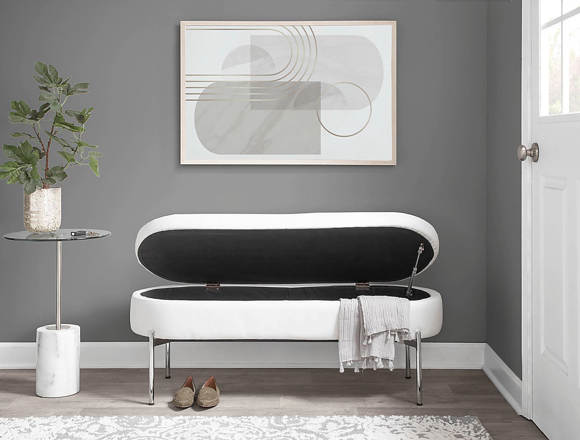 Avastele White Accent Bench - Image 2