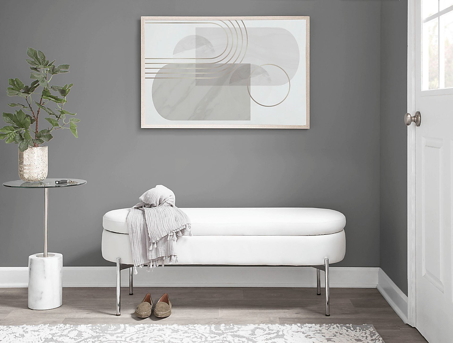 Avastele White Accent Bench - Image 3