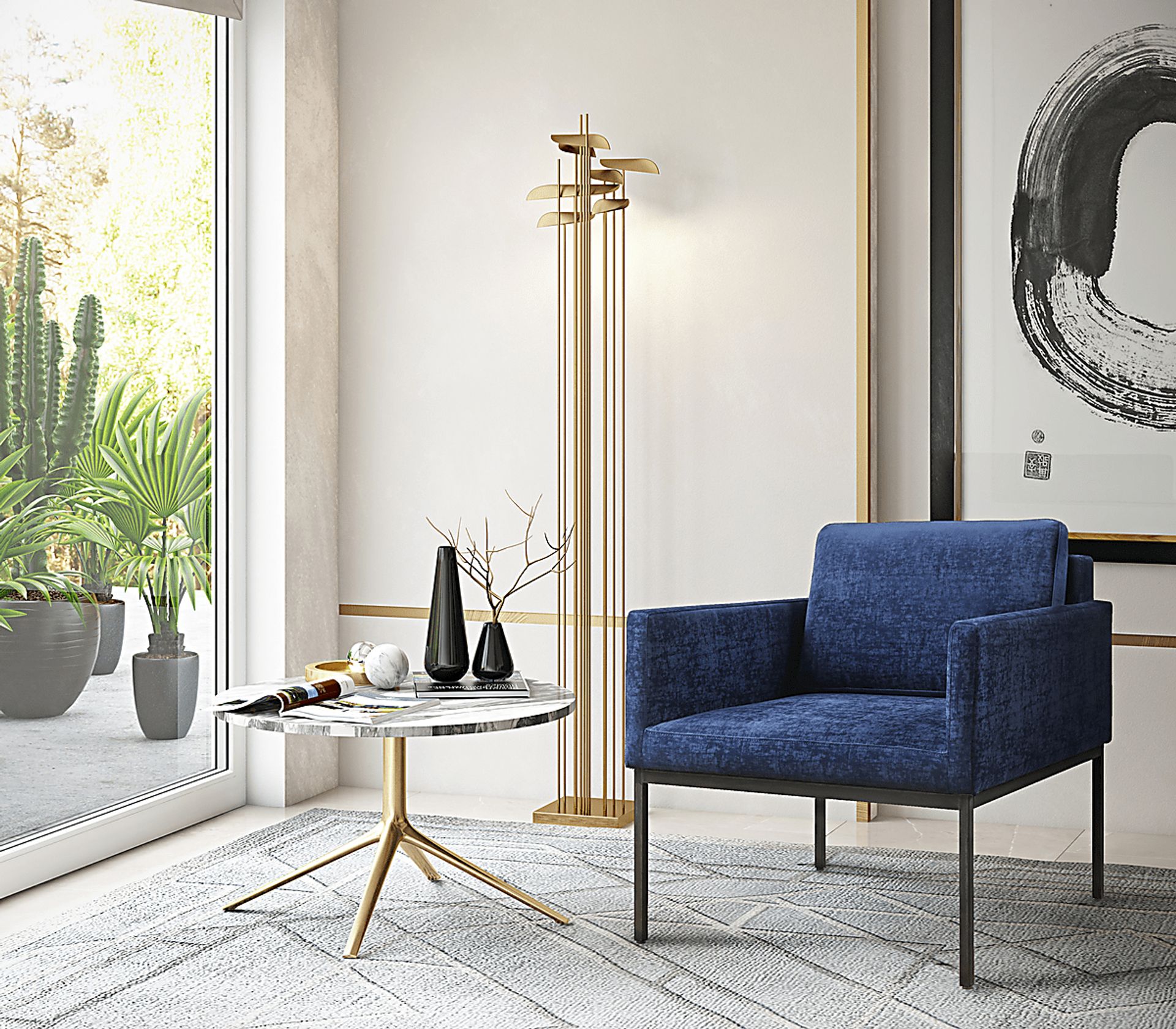 Avdel Navy Accent Chair - Image 2