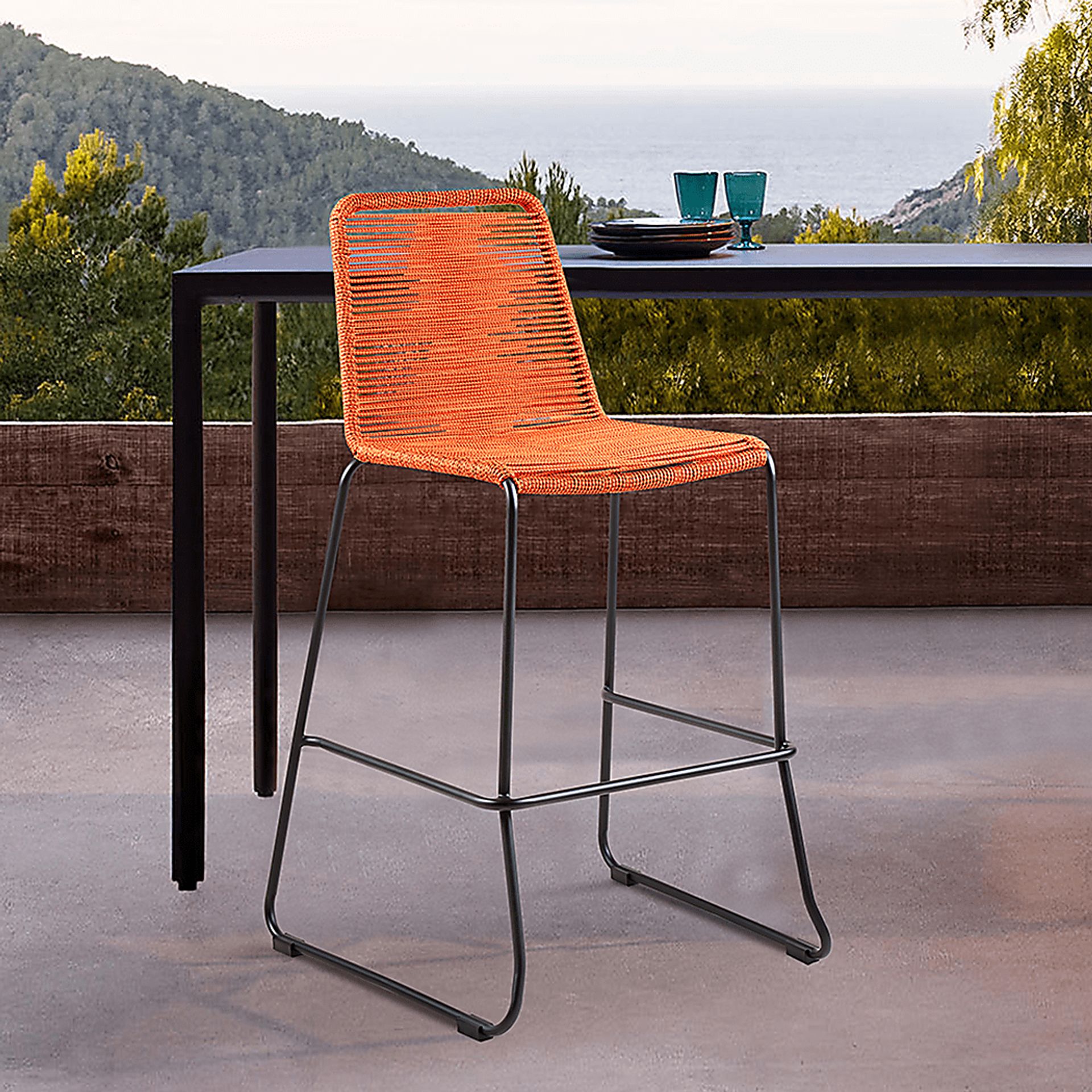 Avele Ann Orange Outdoor Barstool - Image 8