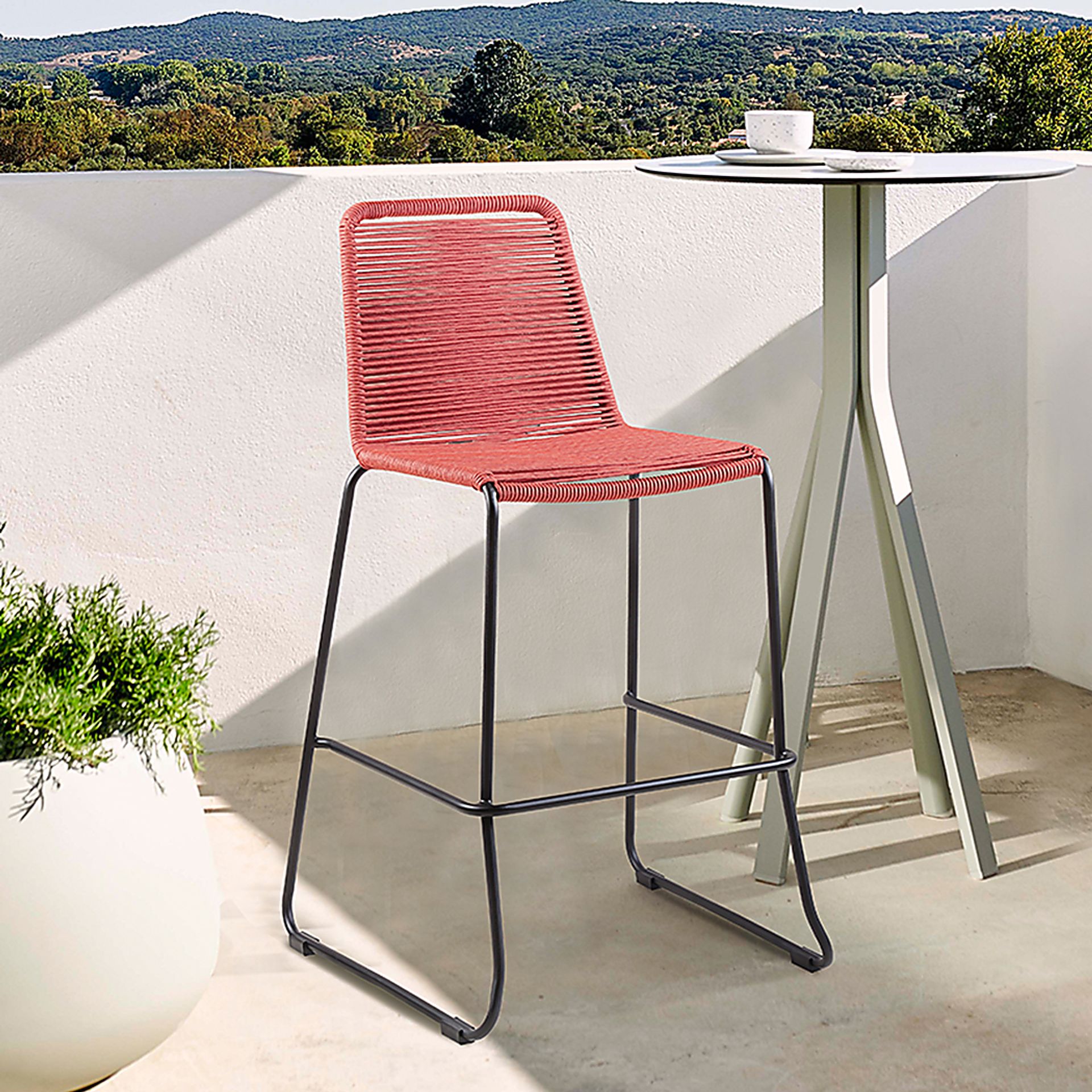 Avele Ann Red Outdoor Barstool - Image 8