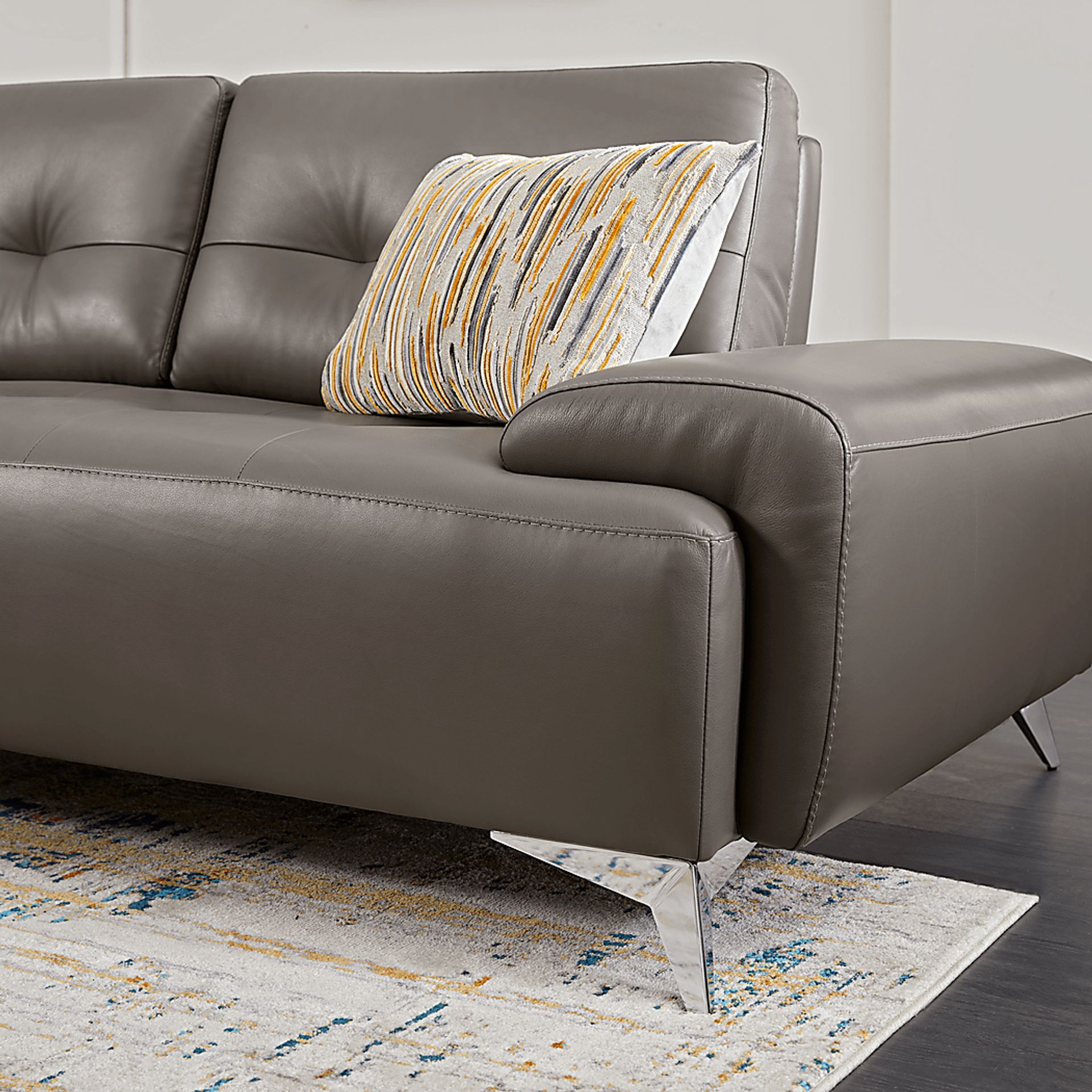 Avellino Gray Leather 2 Pc Sectional - Image 4