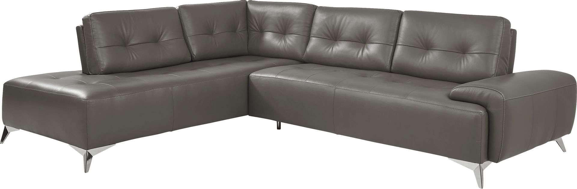 Avellino Gray Leather 2 Pc Sectional - Image 1
