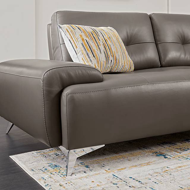 Avellino Gray Leather 5 Pc Sectional Living Room - Thumbnail - Image 5