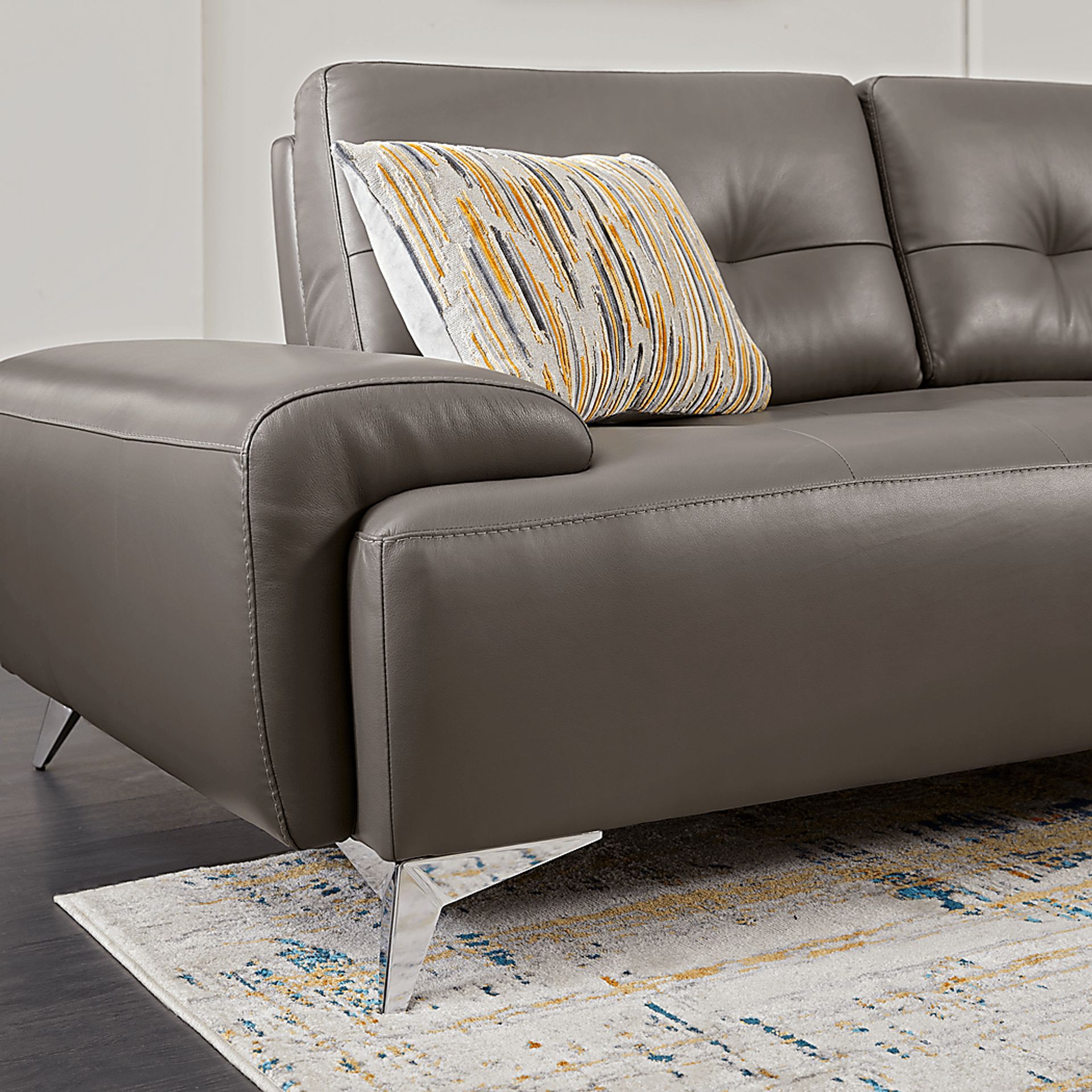 Avellino Gray Leather 5 Pc Sectional Living Room - Image 5