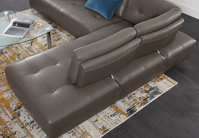 Avellino Gray Leather 5 Pc Sectional Living Room - Thumbnail - Image 6