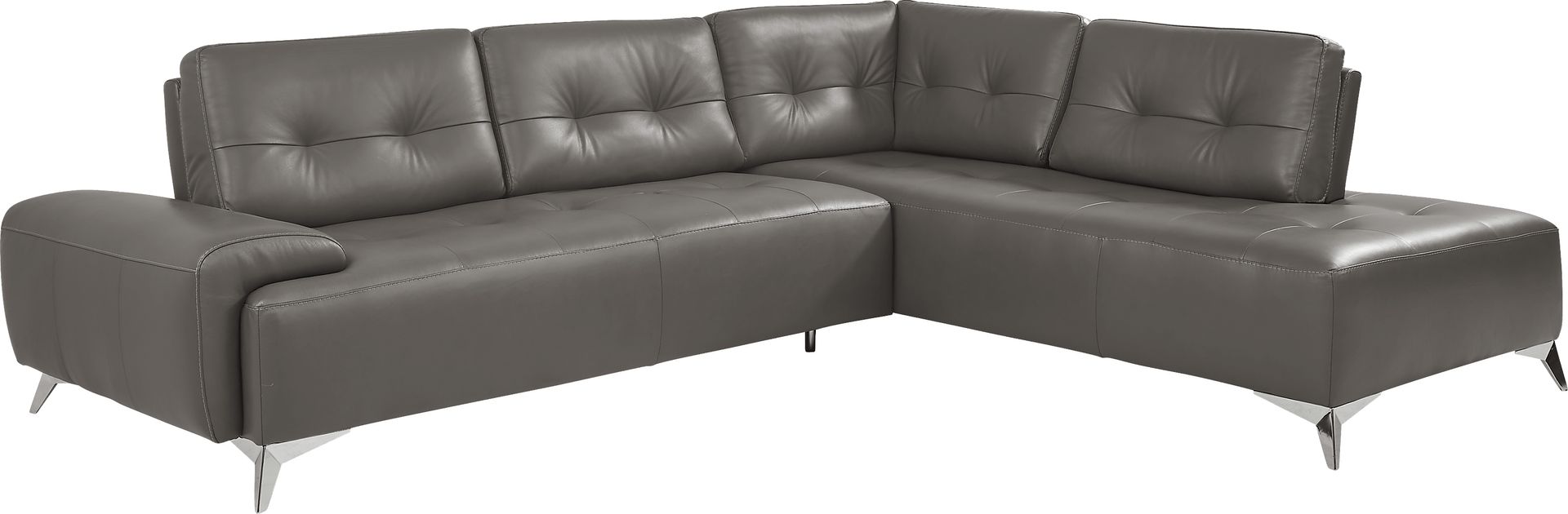 Avellino Gray Leather 5 Pc Sectional Living Room - Image 3