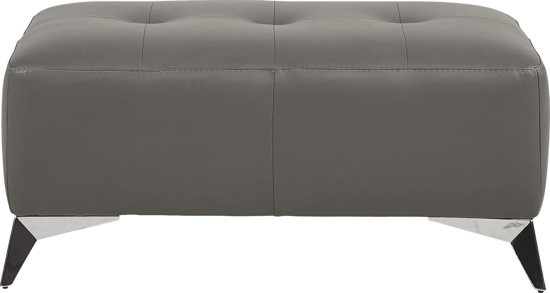 Avellino Gray Leather Cocktail Ottoman - Image 2