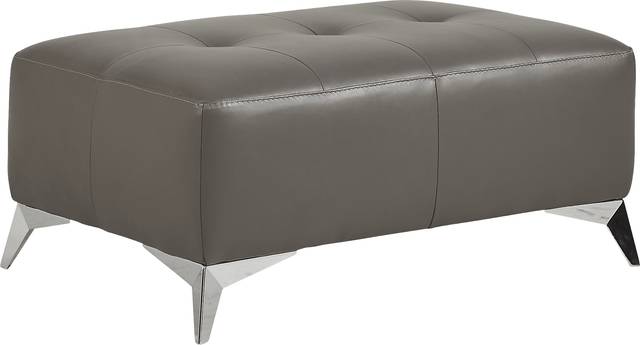 Avellino Gray Leather Cocktail Ottoman - Thumbnail - Image 1