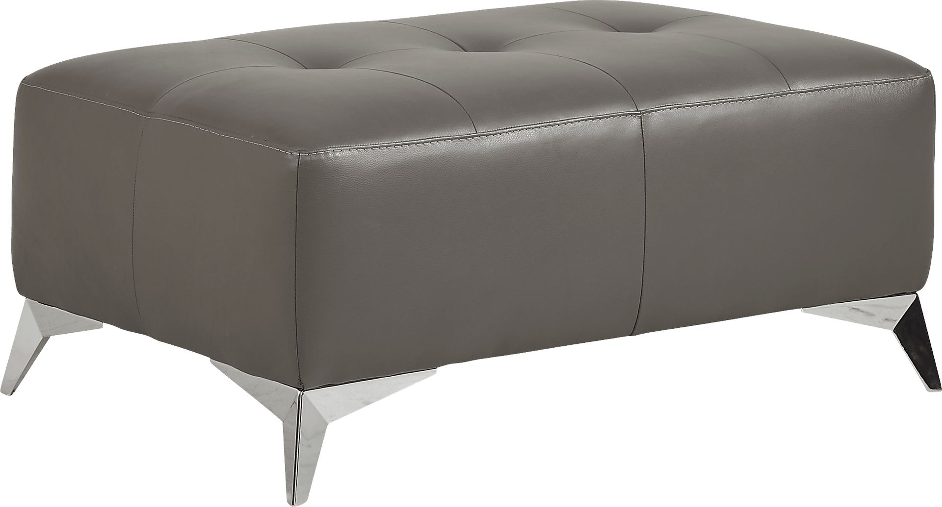 Avellino Gray Leather Cocktail Ottoman - Image 1