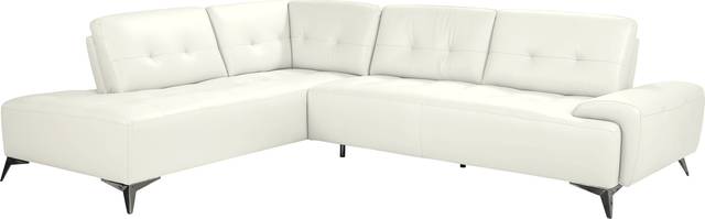 Avellino White Leather 2 Pc Sectional - Thumbnail - Image 1