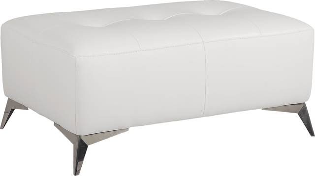 Avellino White Leather Cocktail Ottoman - Thumbnail - Image 1