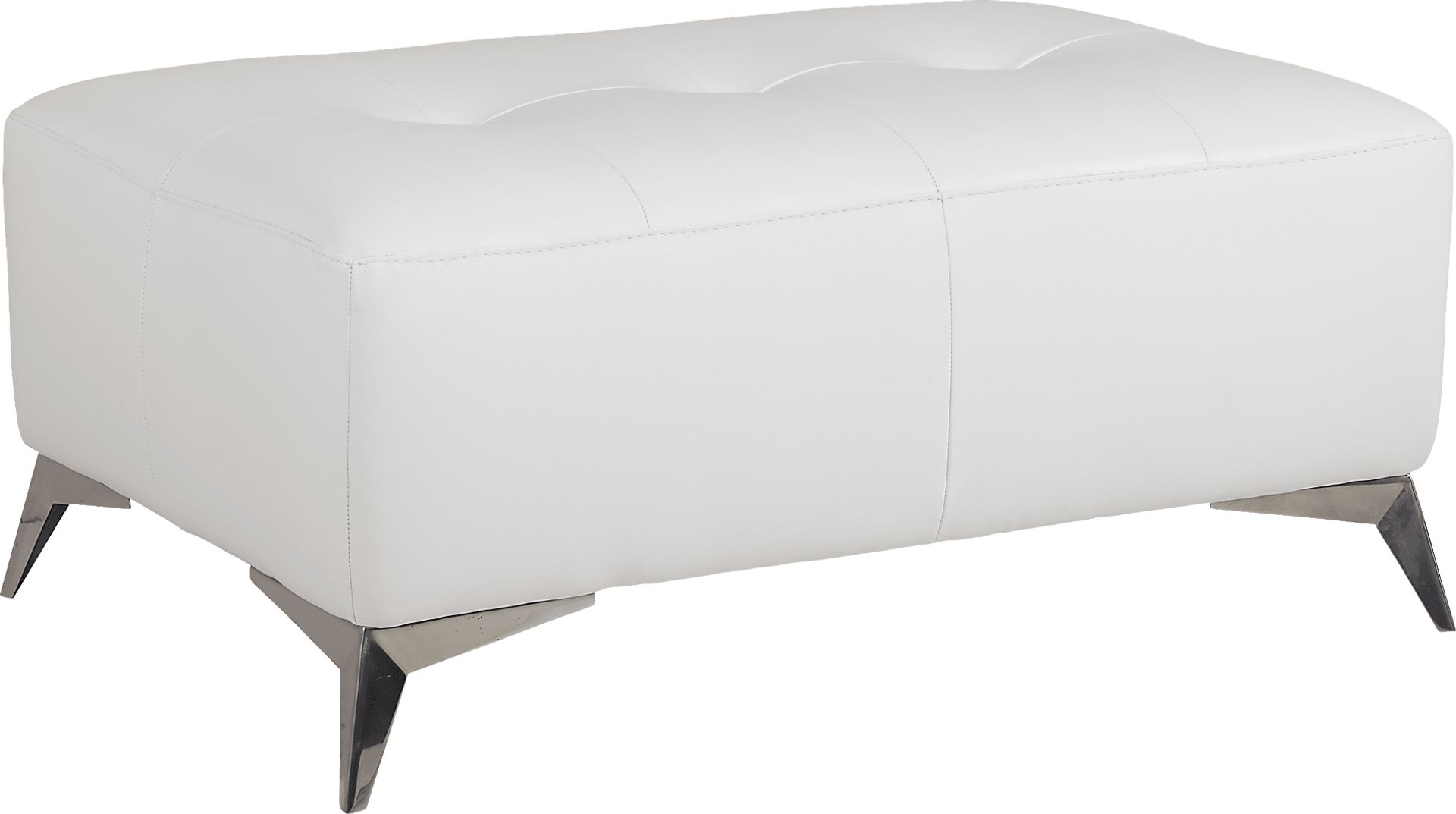 Avellino White Leather Cocktail Ottoman - Image 1