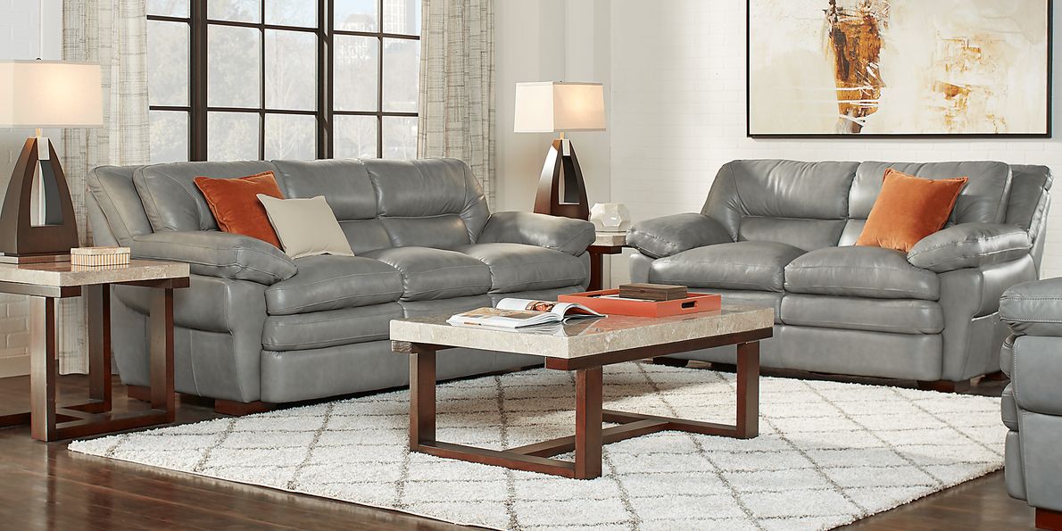 aventino leather sofa gray buy online