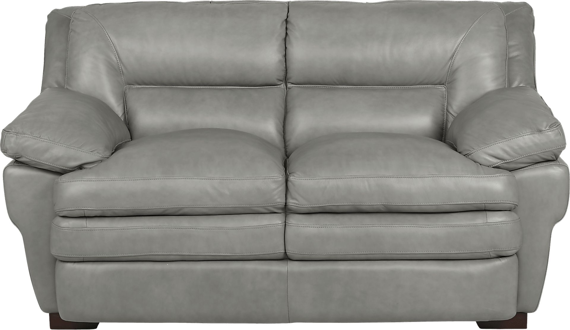 Aventino Gray Leather Loveseat - Image 1