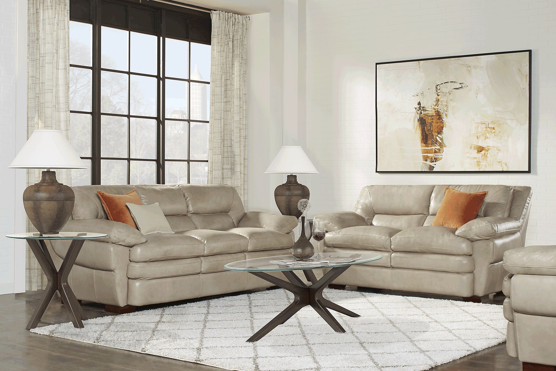Aventino Tan Leather 5 Pc Living Room - Image 1