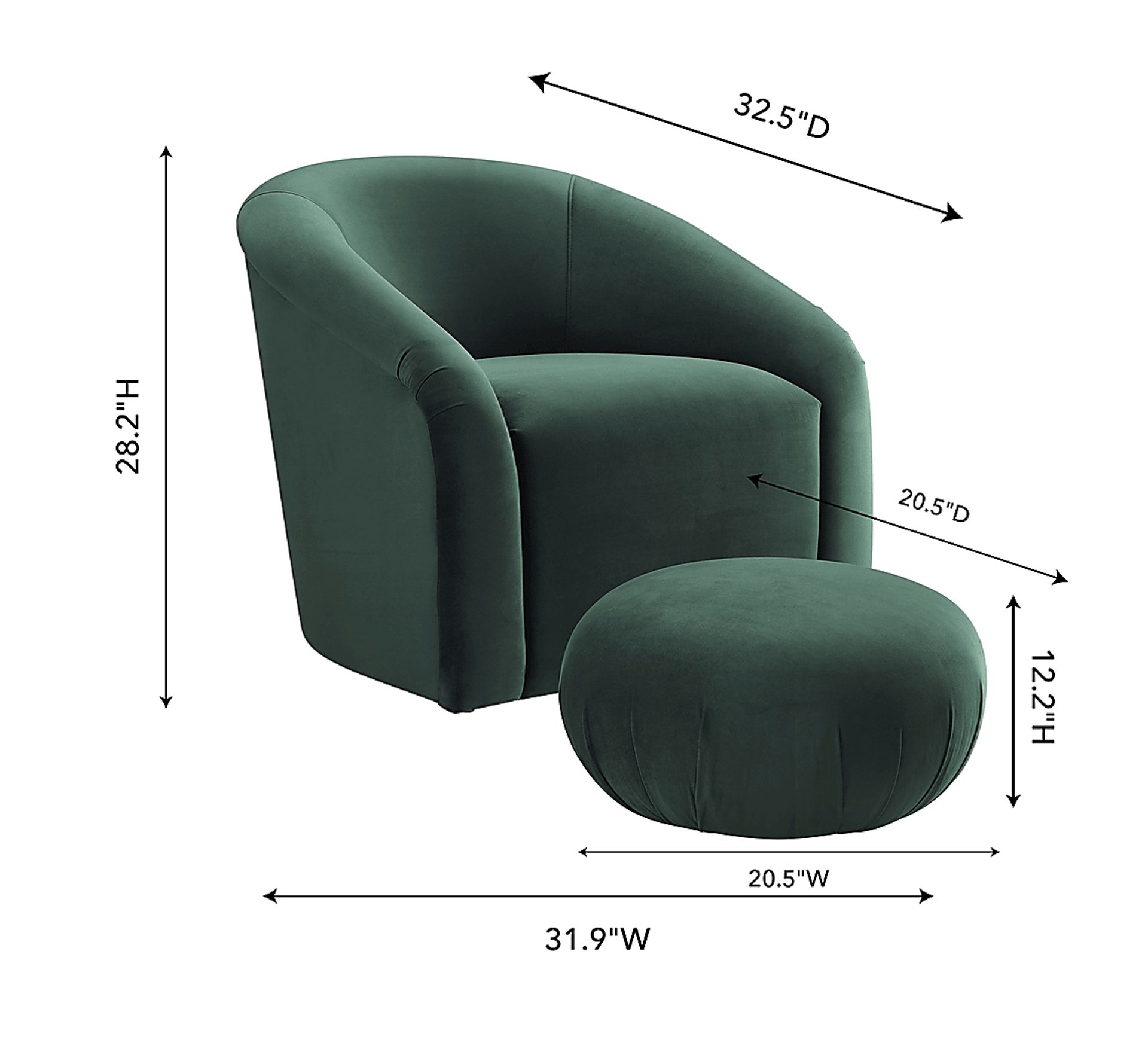 Avera Elle Green Accent Chair and Ottoman Set - Image 5