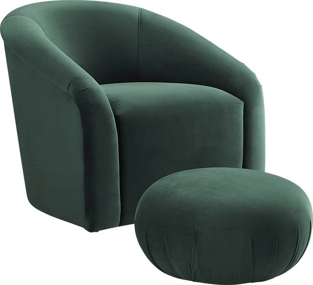 Avera Elle Green Accent Chair and Ottoman Set - Thumbnail - Image 1