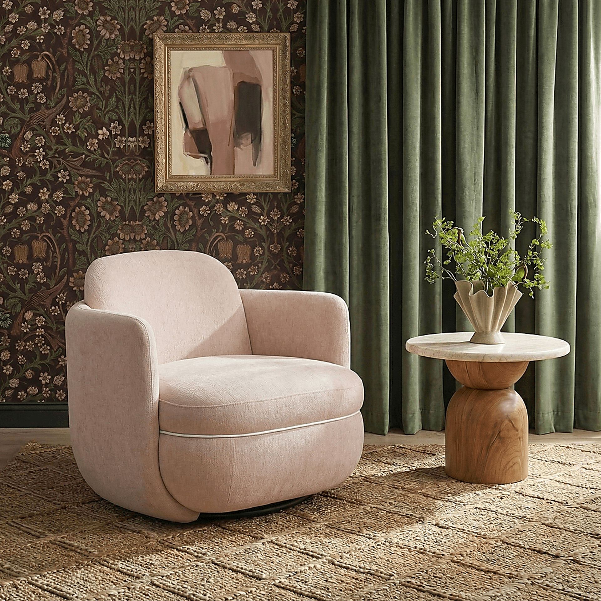 Avishan Pink Swivel Accent Chair - Image 2