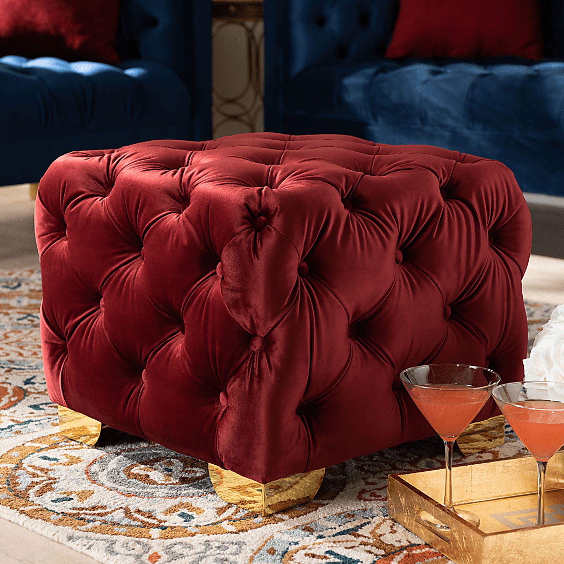 Avocet Burgundy Ottoman - Image 2