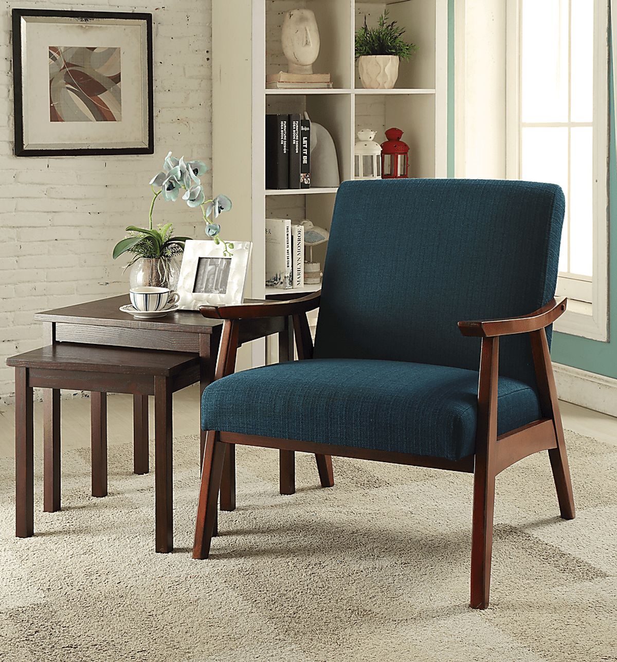 Avott Dark Blue Polyester Fabric Accent Chair | Rooms to Go