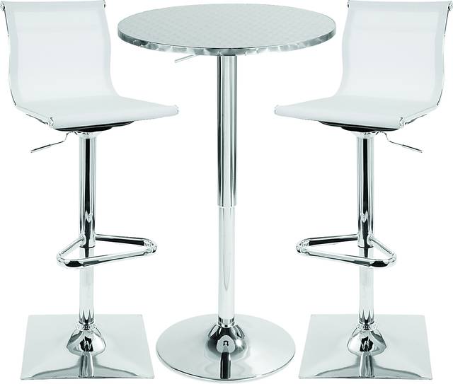 Avrum White 3 Pc Bar Height Dining Set - Thumbnail - Image 1