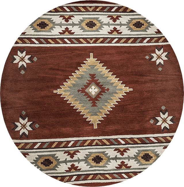 Awena Red 8' Round Rug - Thumbnail - Image 1
