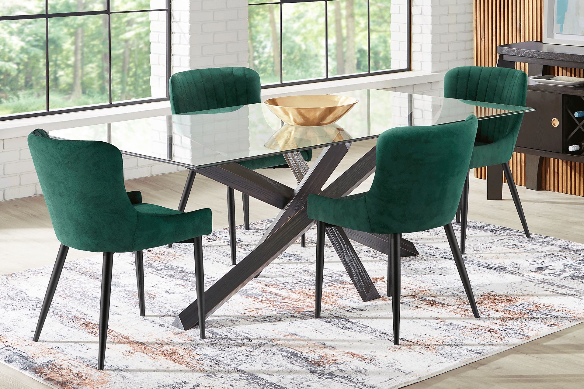 Axia Black 5 Pc Dining Room with Emerald Chairs - Image 1