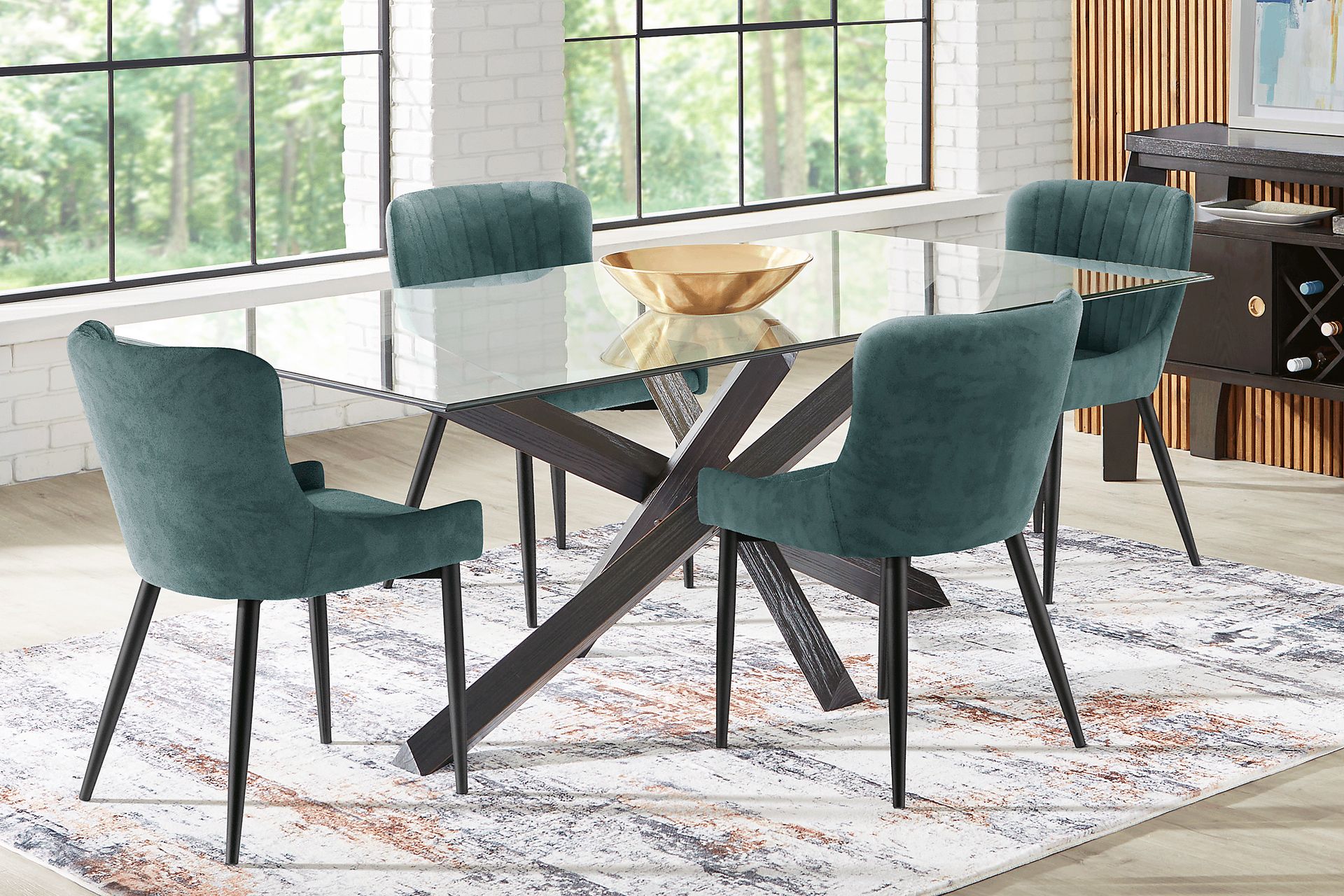 Axia Black 5 Pc Dining Room with Ink Chairs - Image 1