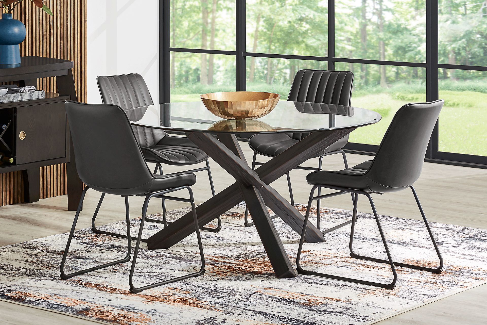 Axia Black 5 Pc Round Dining Room with Gray Chairs - Image 1