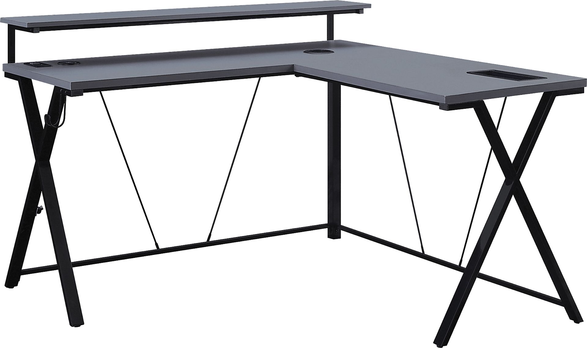 Axyon Gray L- Shaped Gaming Desk - Image 3