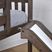 Kids Ayleth Brown Twin Low Loft Bed with Slide and Blue Tent
