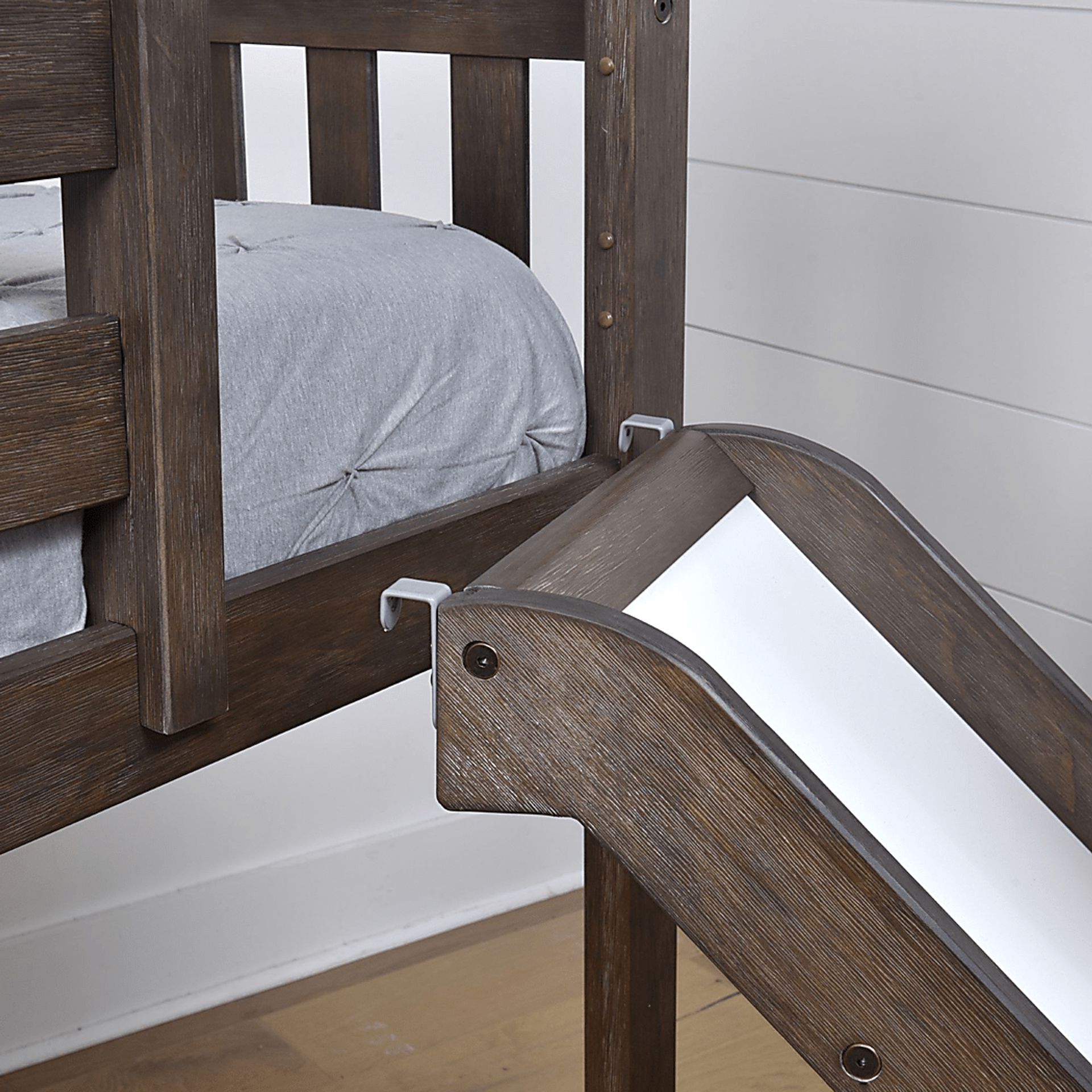 Kids Ayleth Brown Twin Low Loft Bed with Slide and Blue Tent - Image 6