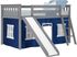 Kids Ayleth Gray Twin Low Loft Bed with Slide and Blue Tent