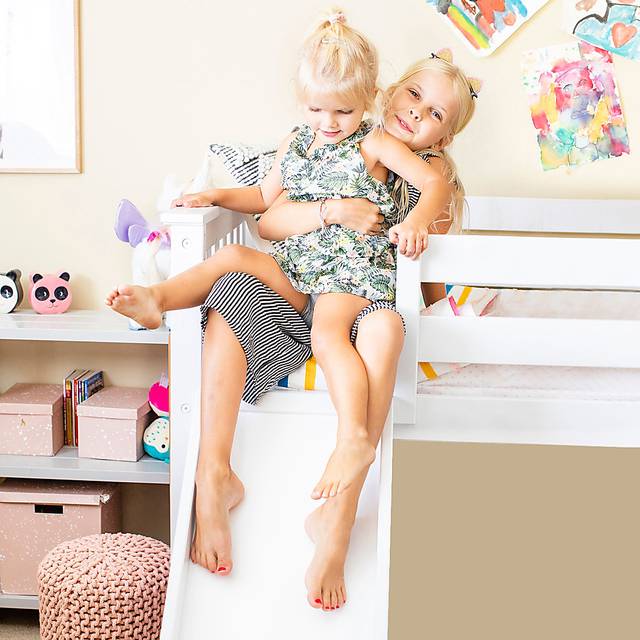Kids Ayleth White Twin Low Loft Bed with Purple Tent - Thumbnail - Image 6