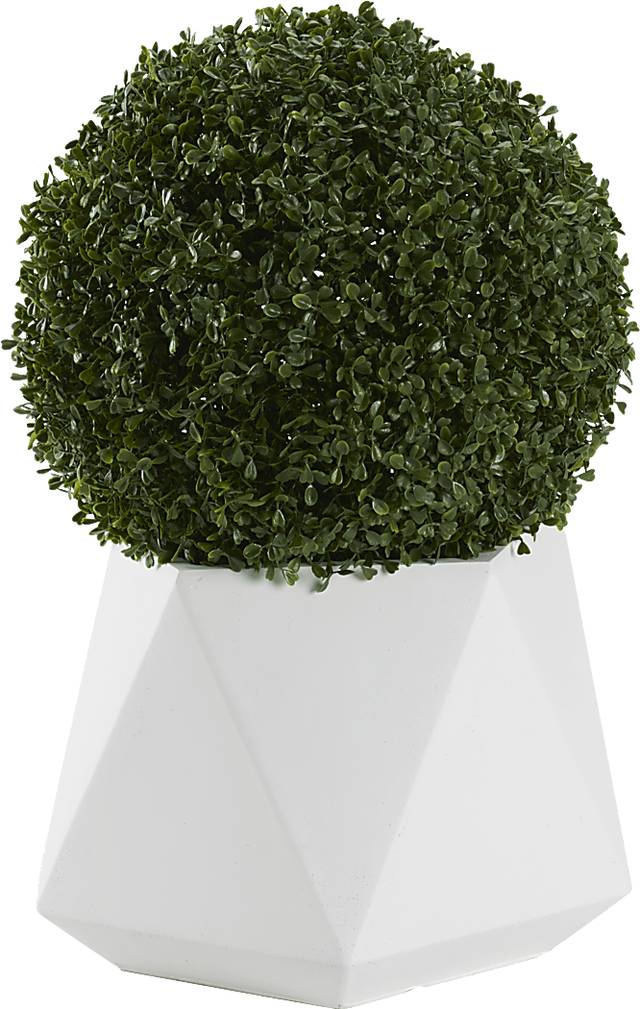 Aylin Green 23 in. Artificial Boxwood Ball in White Planter - Thumbnail - Image 1