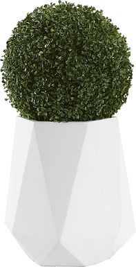 Aylin Green 28 in. Artificial Boxwood Ball in Small White Planter