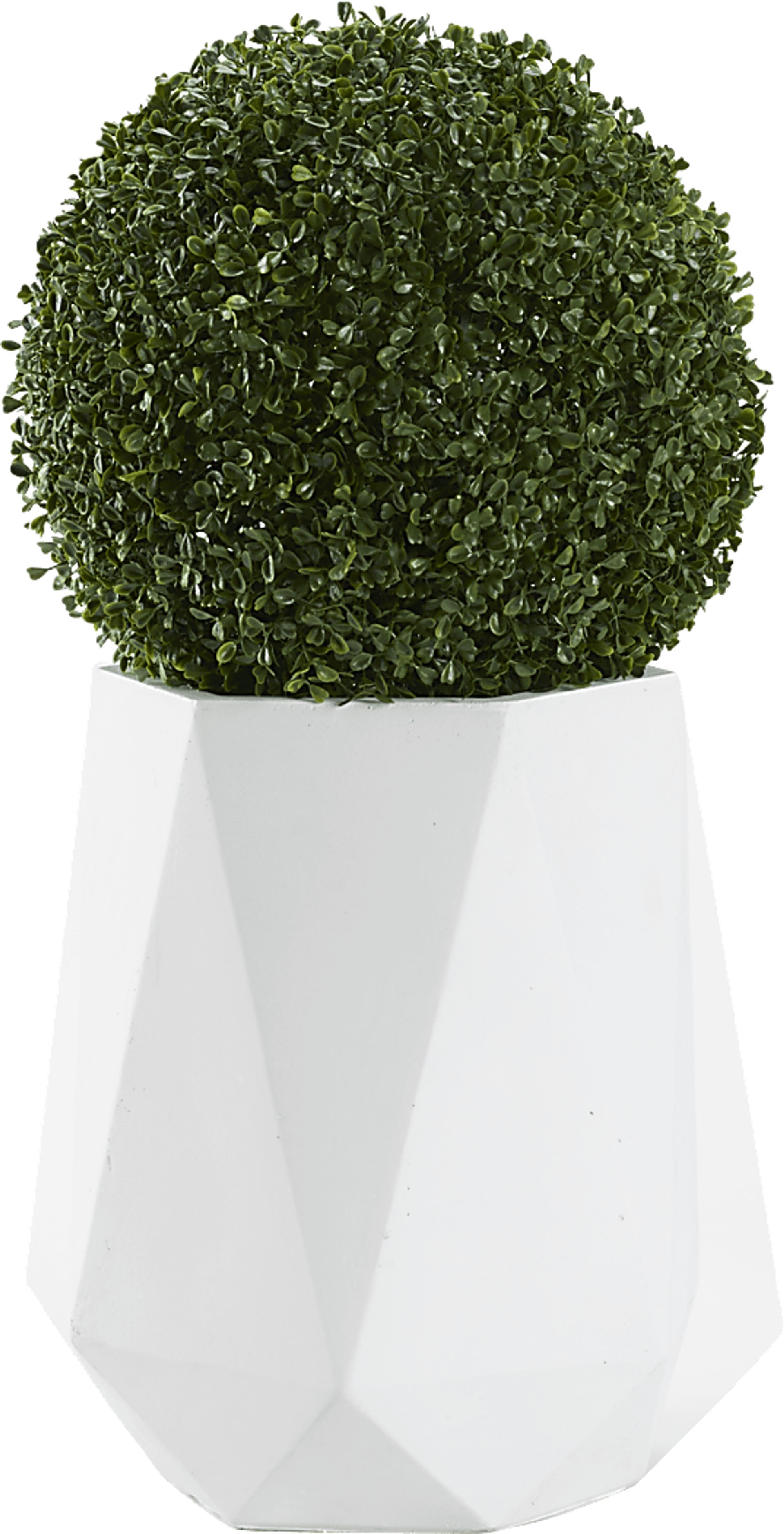 Aylin Green 28 in. Artificial Boxwood Ball in Small White Planter - Image 1