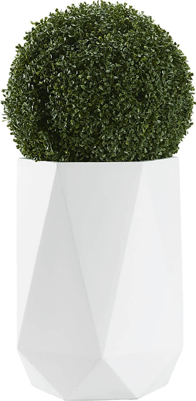 Aylin Green 38 in. Artificial Boxwood Ball in White Planter - Thumbnail - Image 1