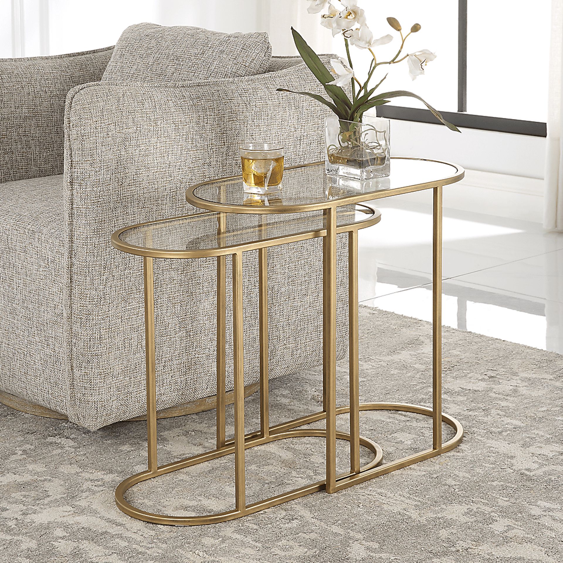 Ayna Gold Nesting Table. Set of 2 - Image 2