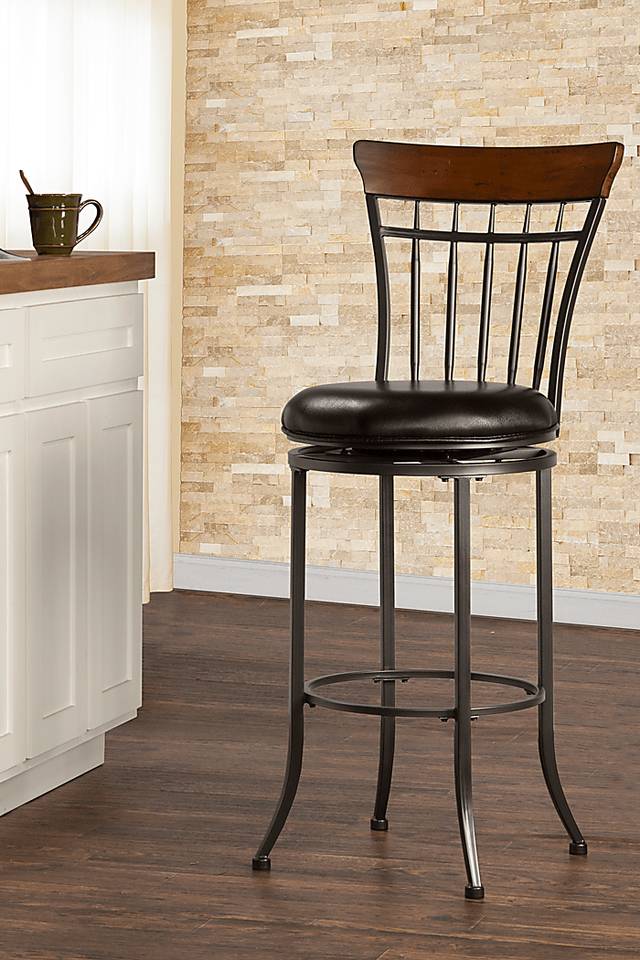 Ayon Gray Swivel Barstool - Thumbnail - Image 2