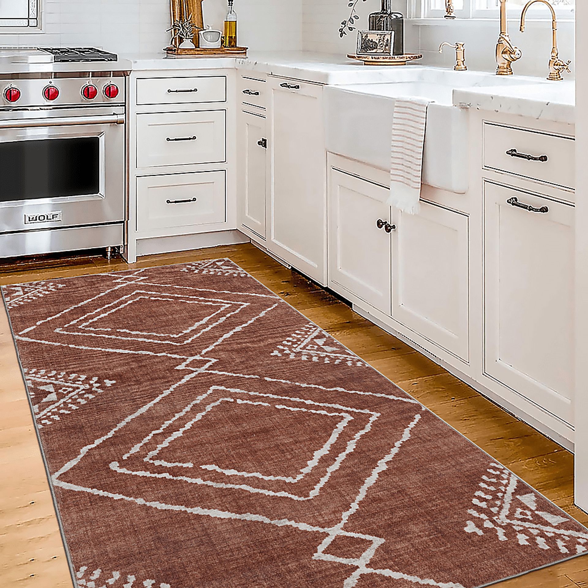Azali Orange 2'6 x 6' Indoor/Outdoor Runner Rug - Image 2