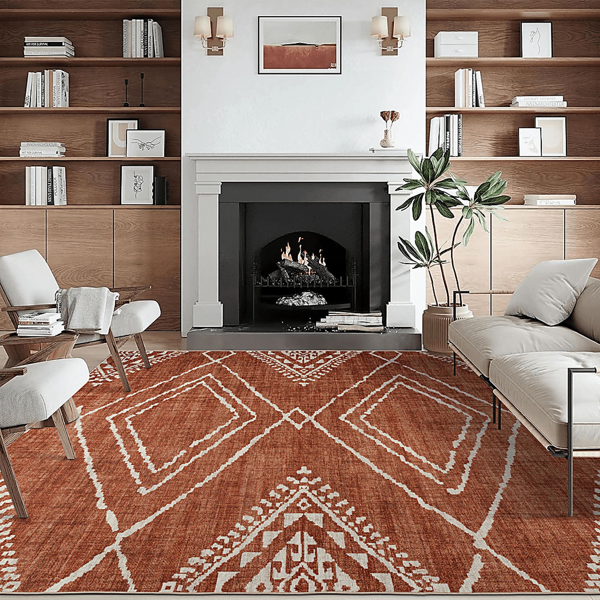 Azali Orange 5' x 7' Indoor/Outdoor Rug - Image 3