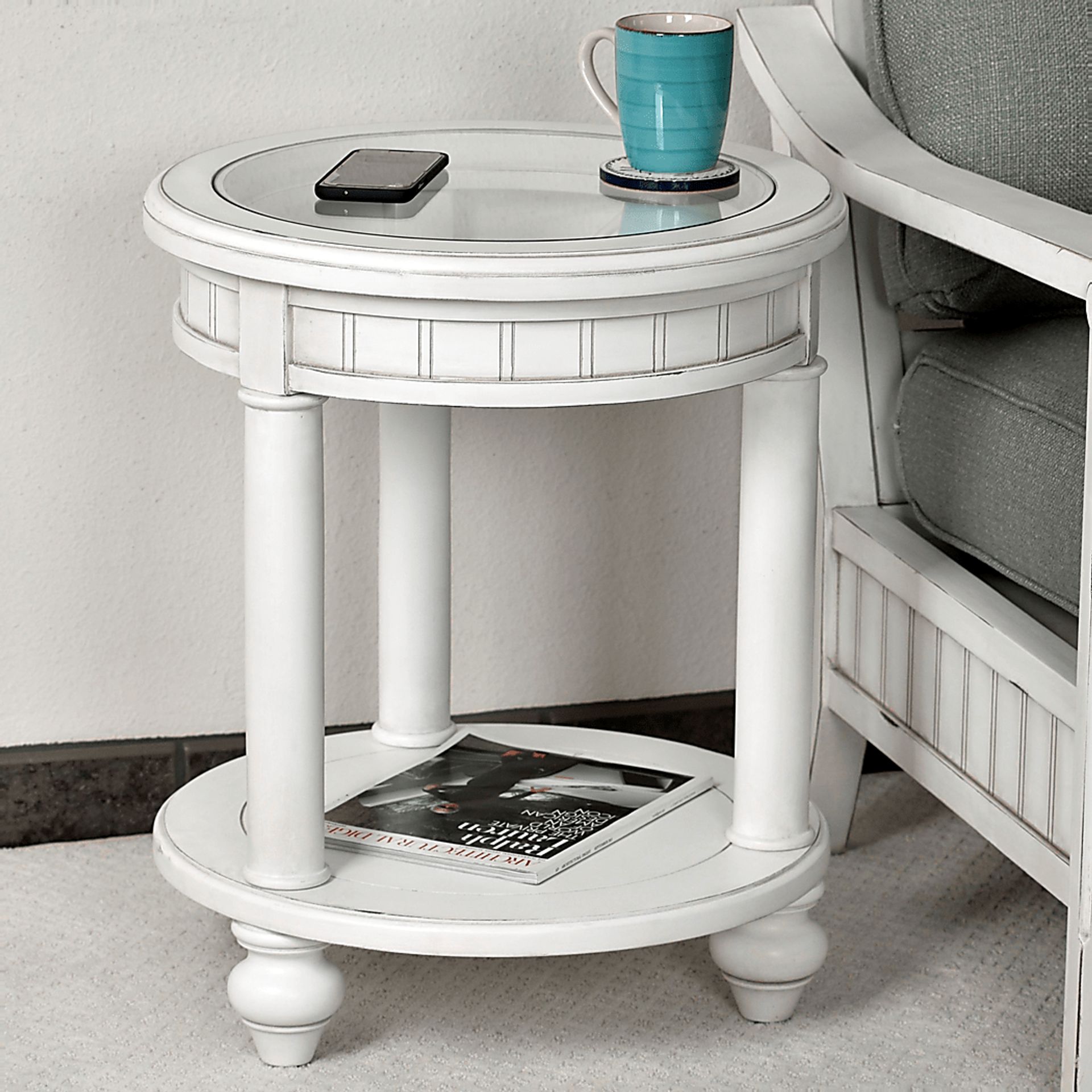 Azesh White End Table - Image 2
