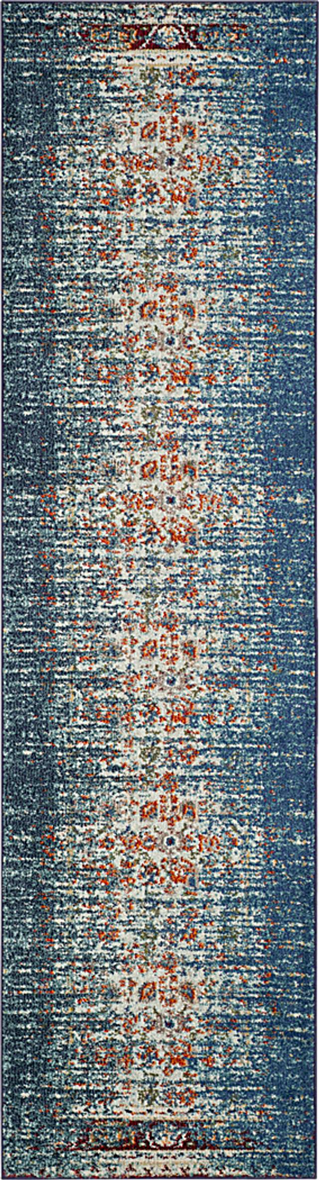 Aziza Blue 2'2 x 10' Rug - Thumbnail - Image 1