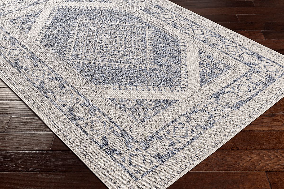 Azure Mesa Blue Outdoor Rug | Rooms to Go