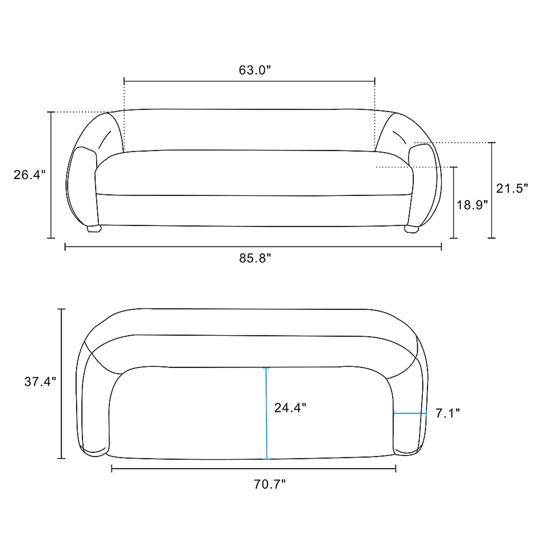 Azurelee Cream Sofa - Image 11