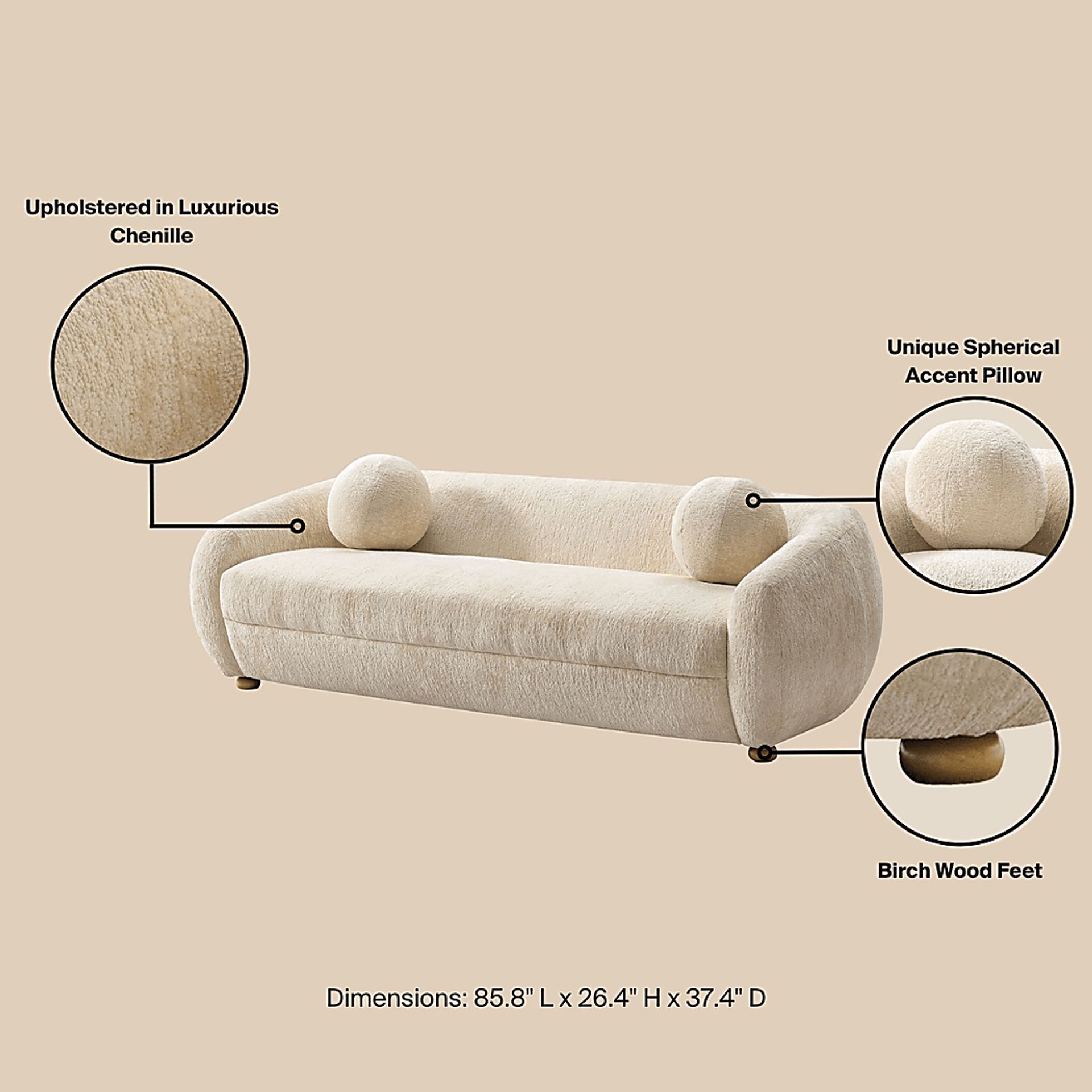 Azurelee Cream Sofa - Image 9