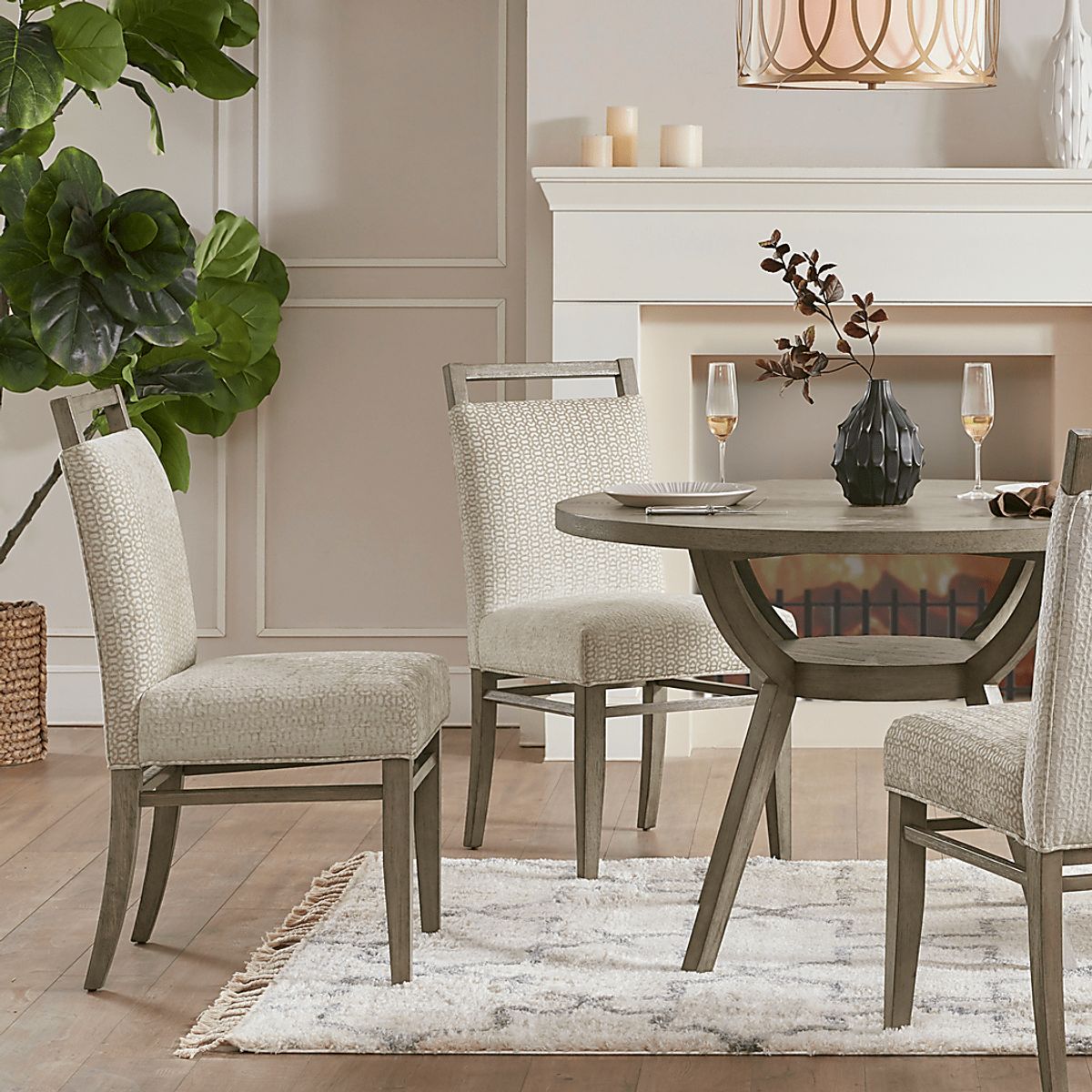 Babbitt Cream Colors,Light Wood,White Polyester Fabric Dining Chair ...